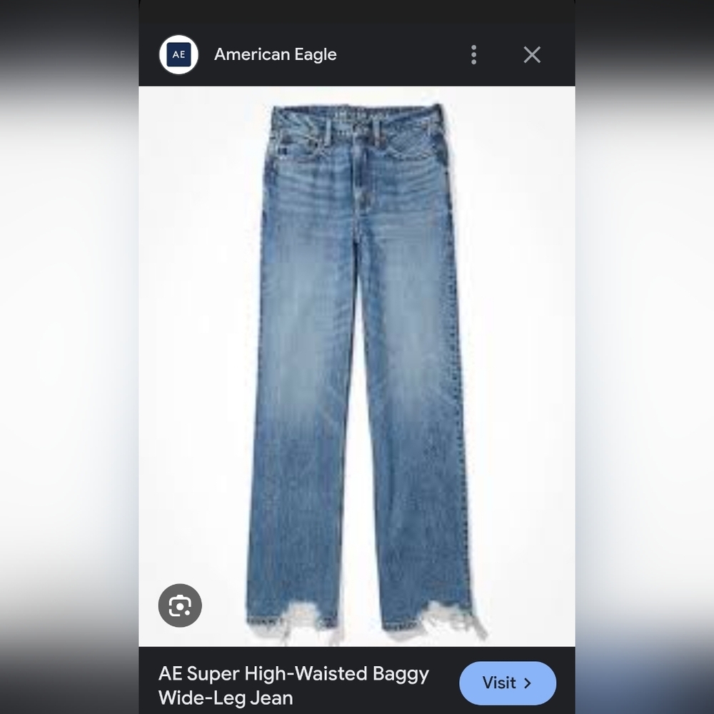 American Eagle Outfitters Blue Wide-Leg Jeans